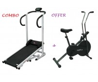 Manual Treadmill + Basic Static Exercise Cycle Lifeline Combo Deal